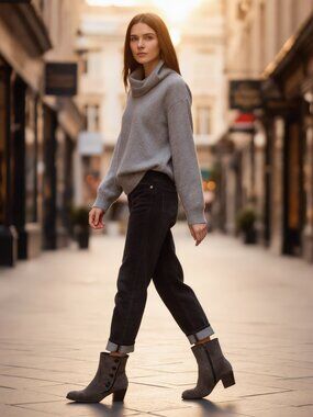 Sam Edelman (US 7M) Hilty Gray Suede Pointed Toe Block Heel Ankle Boots NWOB